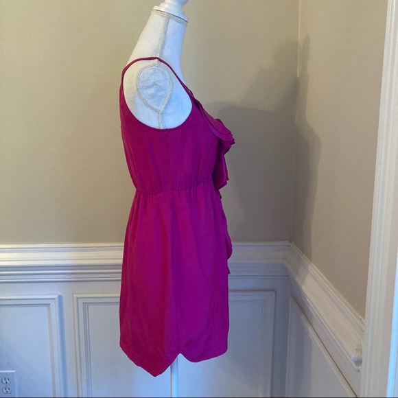 REBECCA TAYLOR Fushia Pink Silk Ruffle Mini Dress - Picture 10 of 12